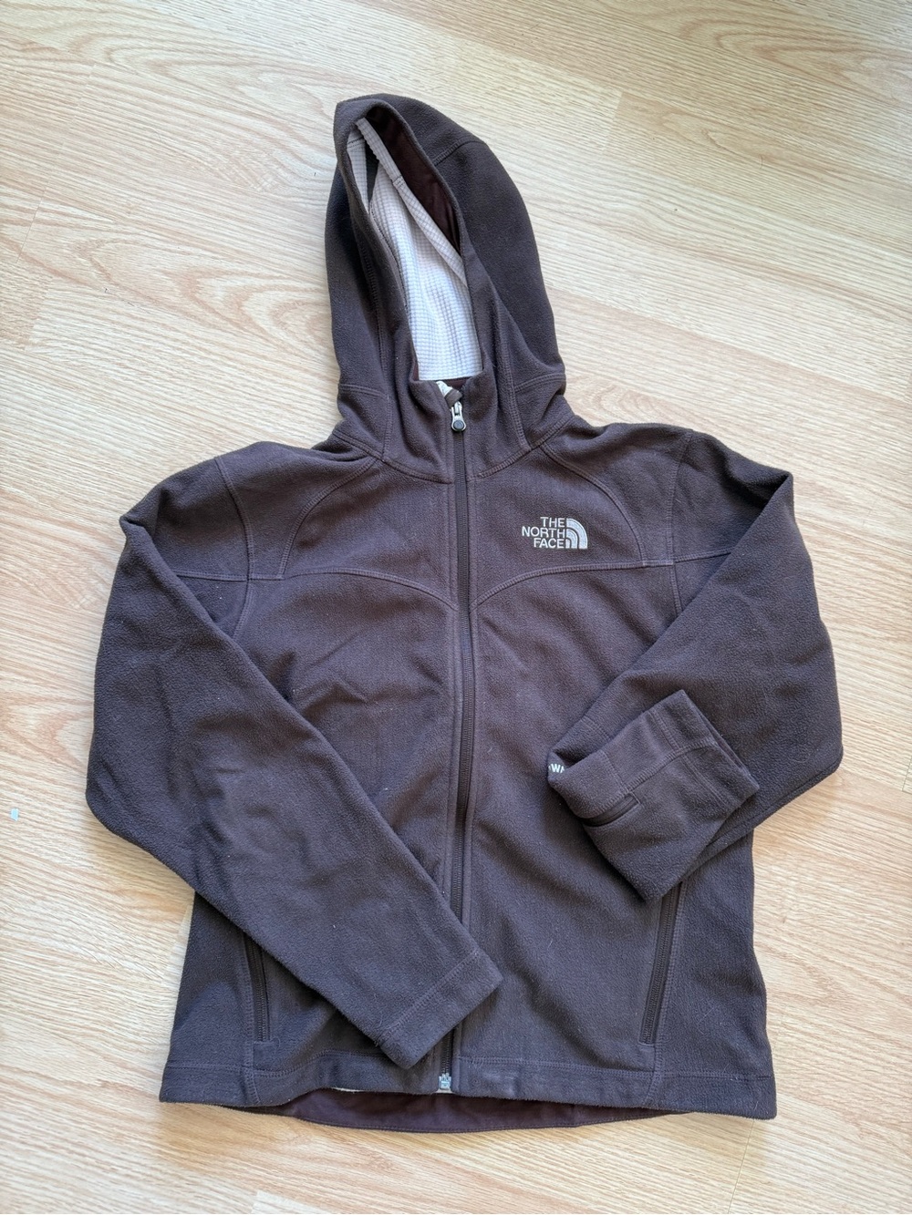 The North Face Kids Brown Full-Zip Hooded Fleece Jacket with Logo